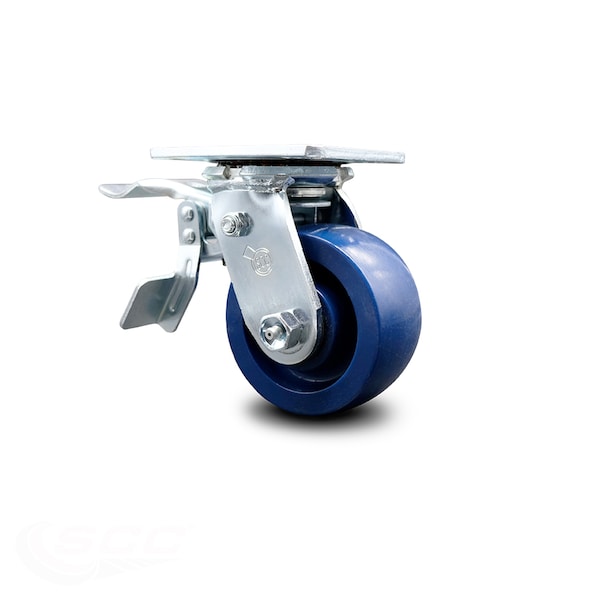 4 Inch Solid Polyurethane Caster with Ball Bearing and Total Lock Brake SCC